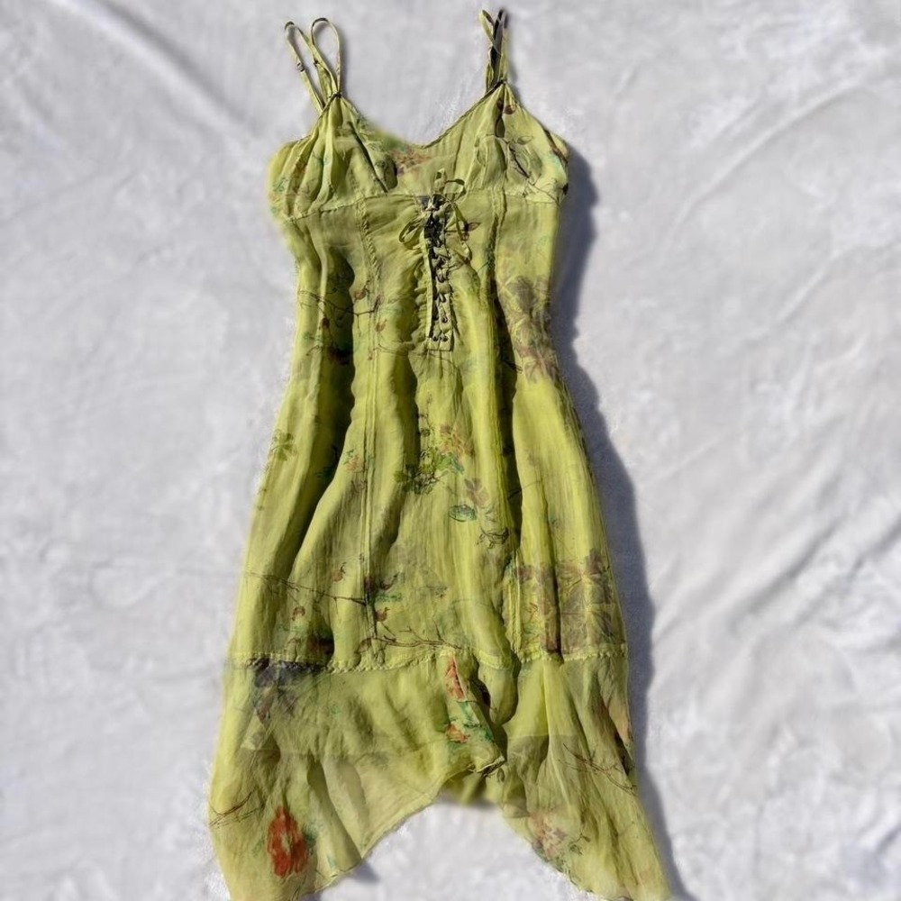 Rangoon green silk midi dress size small